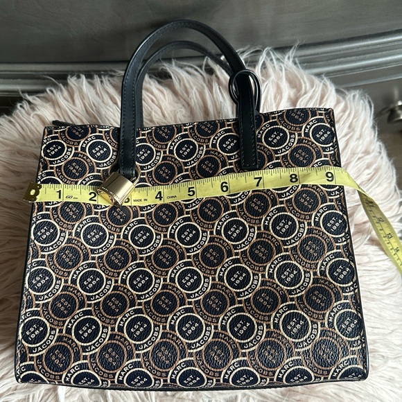 Marc Jacobs Mini Grind Signet Printed Leather Crossbody Tote Handbag Purse